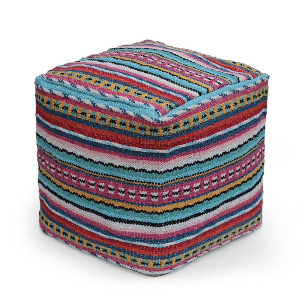 Hamler Boho Handcrafted Peruvian Print Cube Pouf by Christopher Knight Home