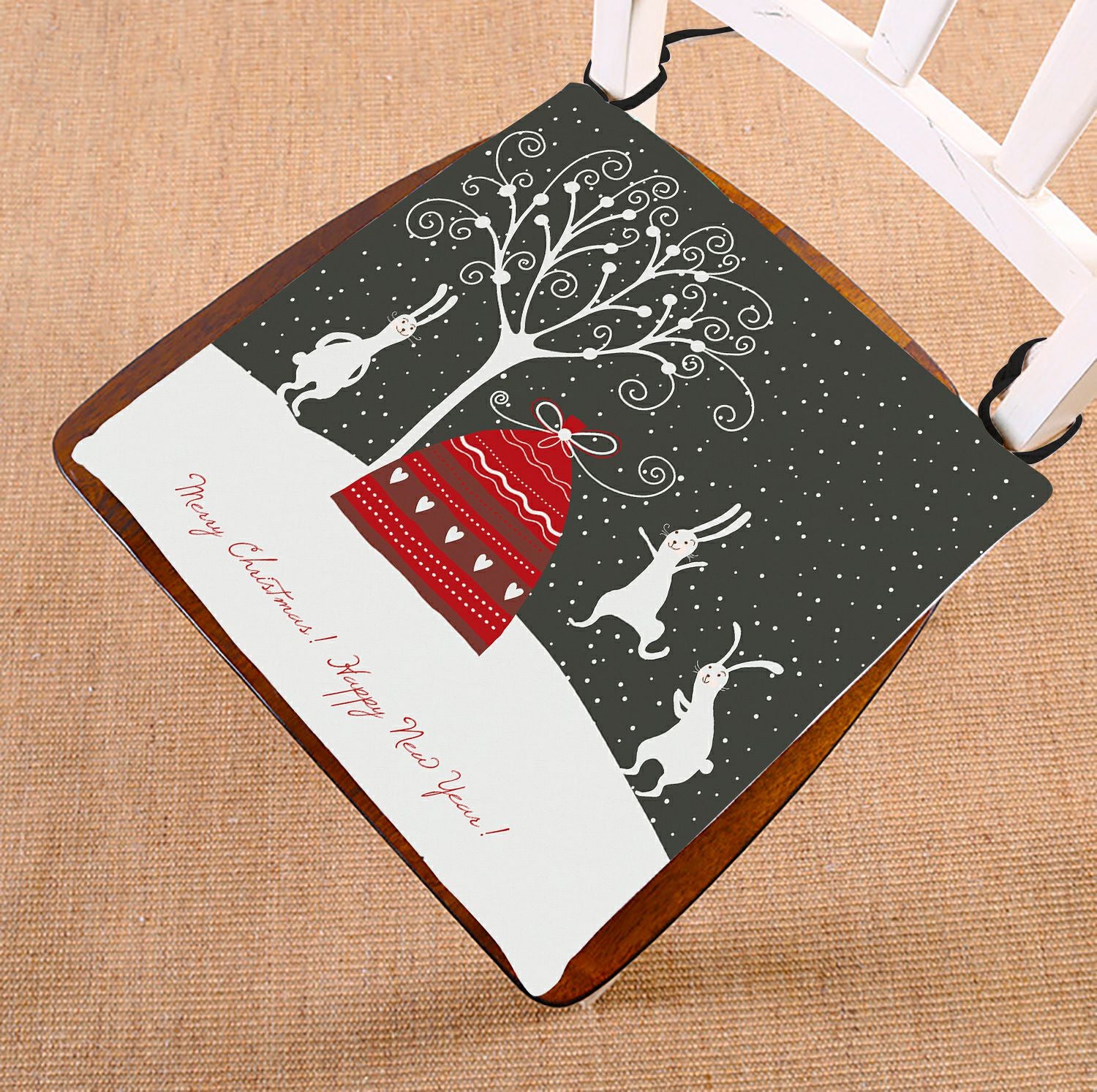 ZKGK Merry Christmas Tree Seat Pad Seat Cushion Chair Cushion Floor Cushion Two Sides 16x16 Inches