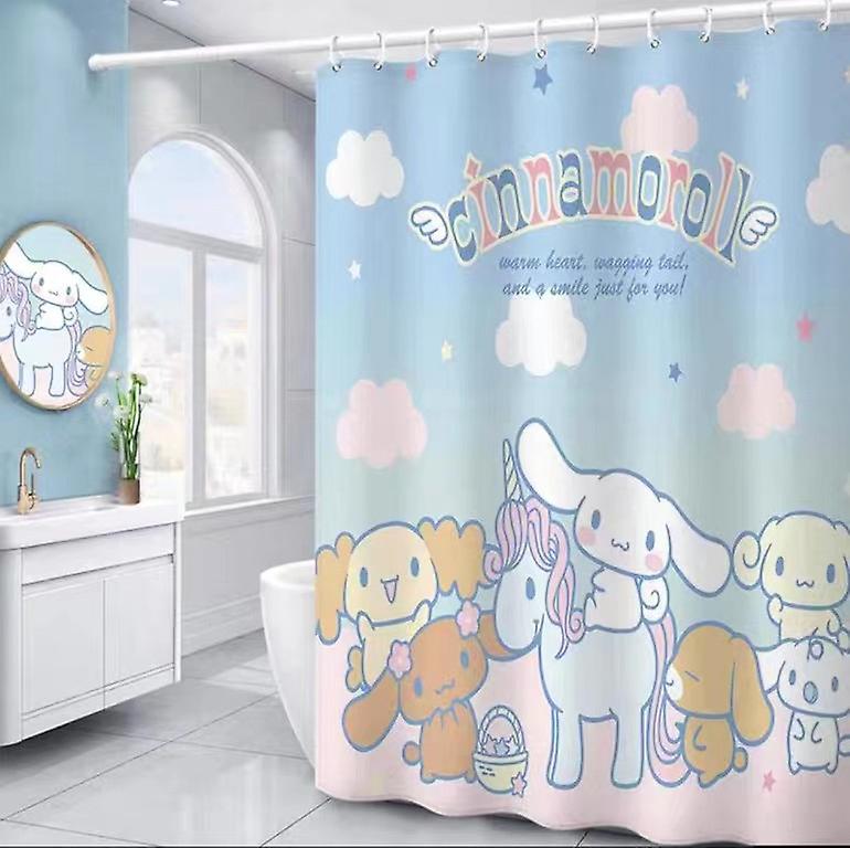 Born Pretty 180*180cm Sanrios Cinnamoroll Anime Plush Cartoon Shower Curtains Thickened Waterproof Curtain Bathroom Accessories