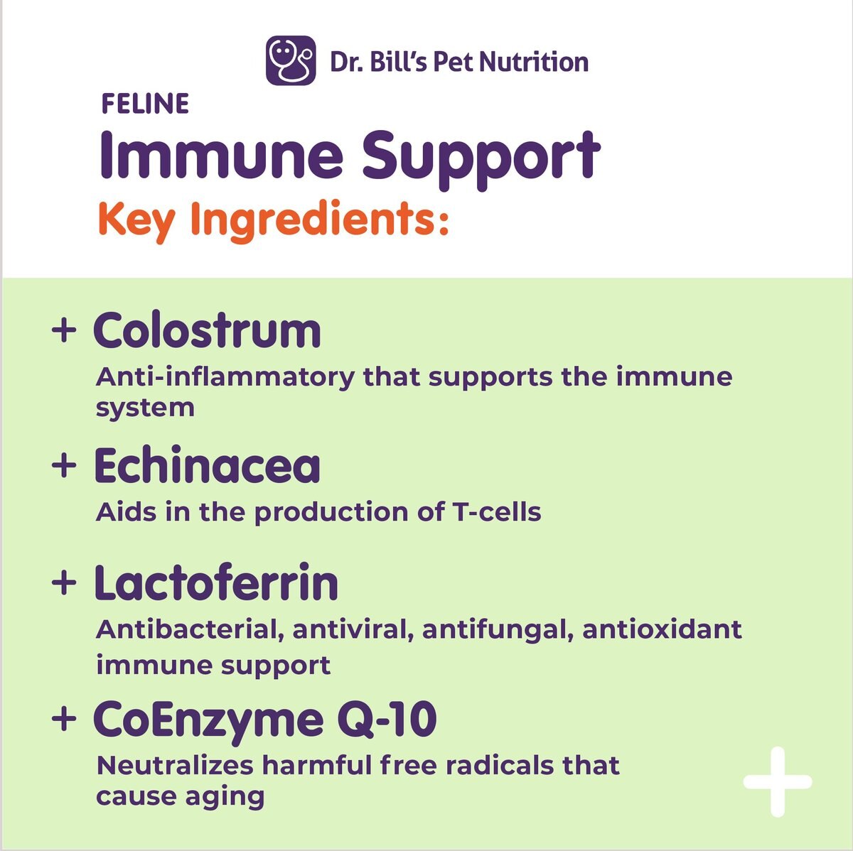 Dr. Bill's Pet Nutrition Feline Immune Support Cat Supplement Powder， 60-gm pouch