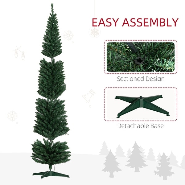 HOMCOM 8' Tall PreLit Slim Noble Fir Artificial Christmas Tree with 300 Warm White LED Lights and 618 Tips