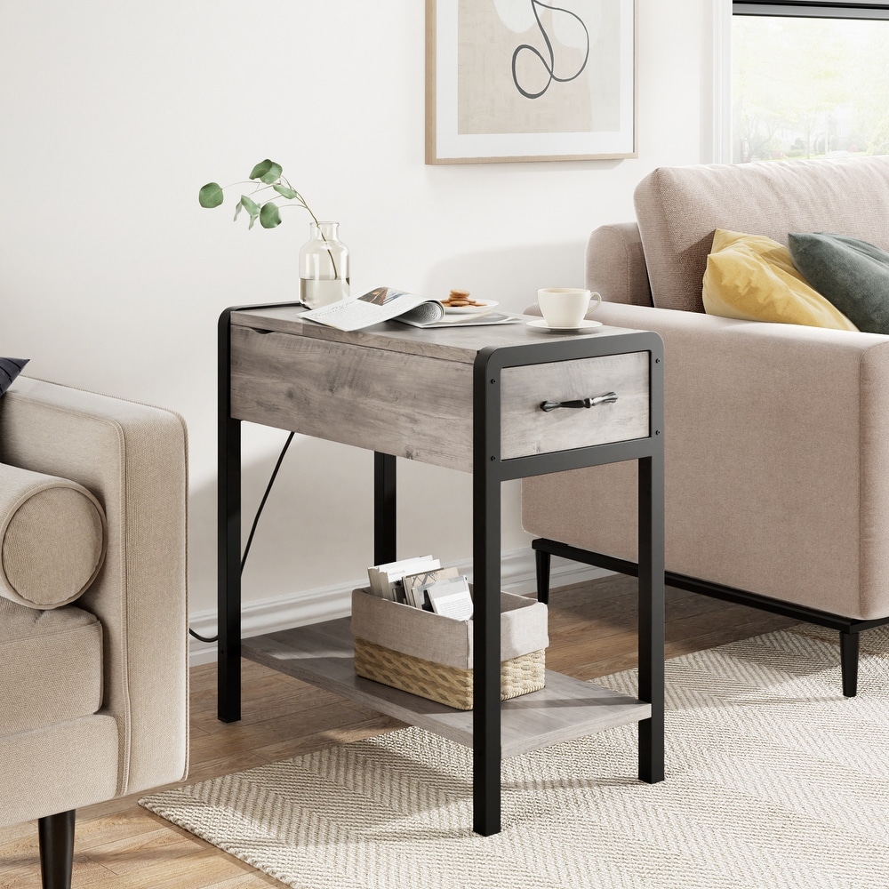 End Table with Drawer Charging Station