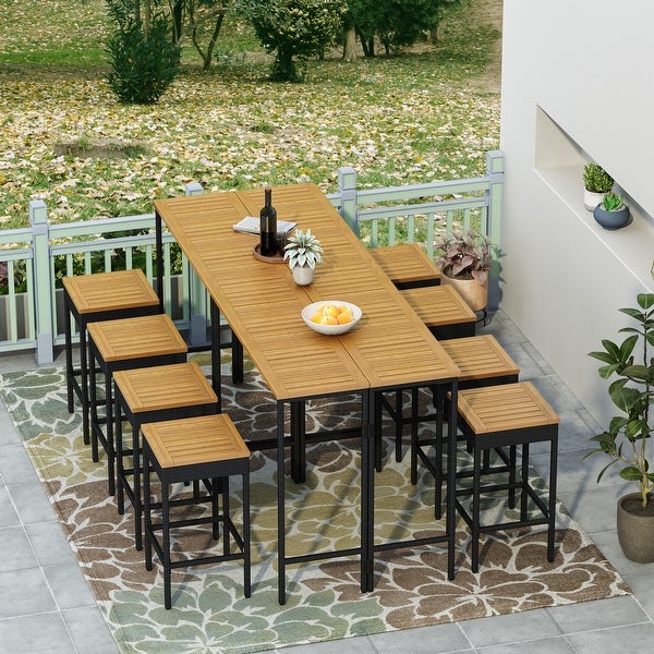 10-Piece Outdoor Patio Wicker Bar Set - Overstock - 36256315