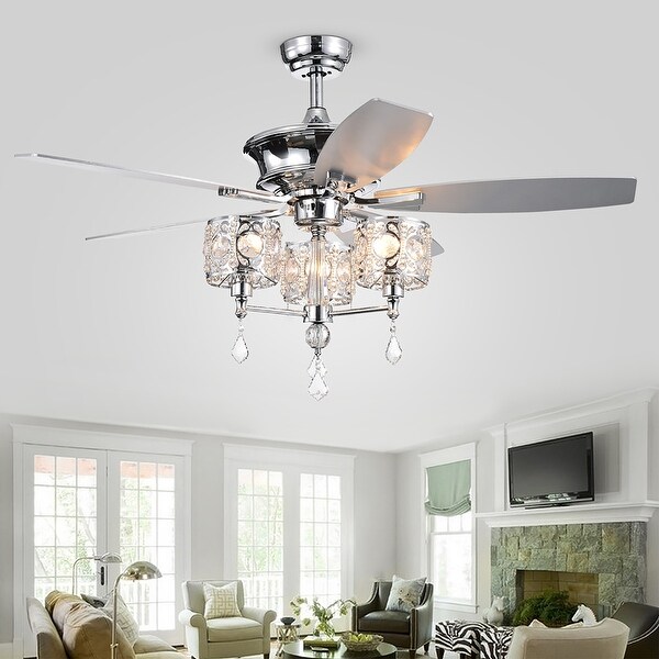 Miramis 52-inch Chrome Ceiling Fan with Crystal Chalice Chandelier Shopping - The Best Deals on Ceiling Fans | 29108535