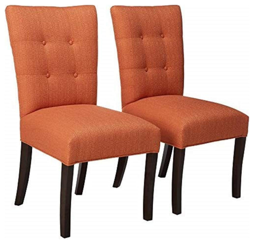 Set of 2 Dining Chair  Polyester Seat With 4 Button Tufted Backrest   Midcentury   Dining Chairs   by Decorn  Houzz