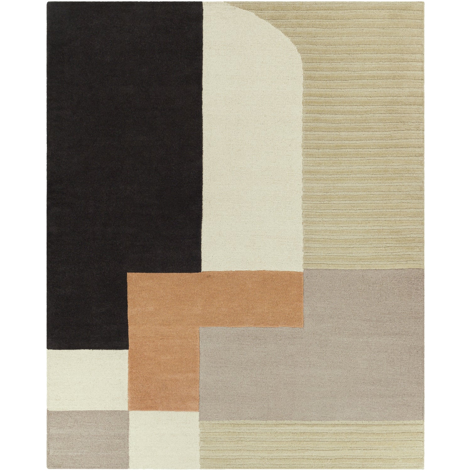 Emma Hand Tufted Rug in Khaki, Taupe, Charcoal, Camel