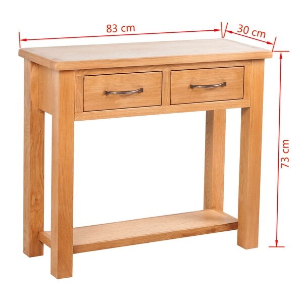 vidaXL Console Table with 2 Drawers Solid Oak Wood 32.7