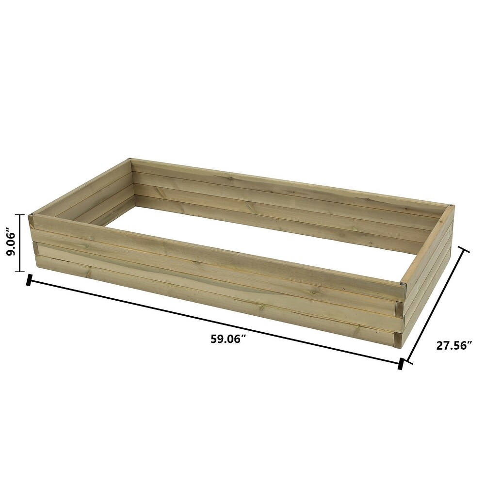 Natural Wood Rectangular Raised Garden Bed   4.9ft x 2.3ft