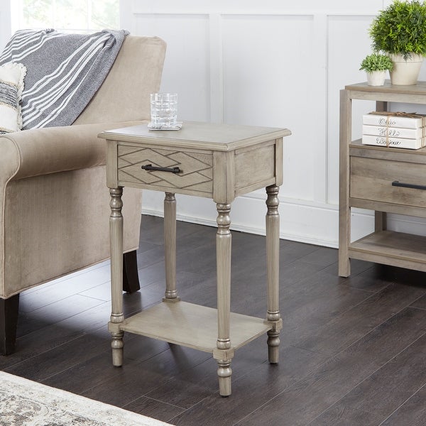 Anthony One Drawer Side Table， Stone Wash