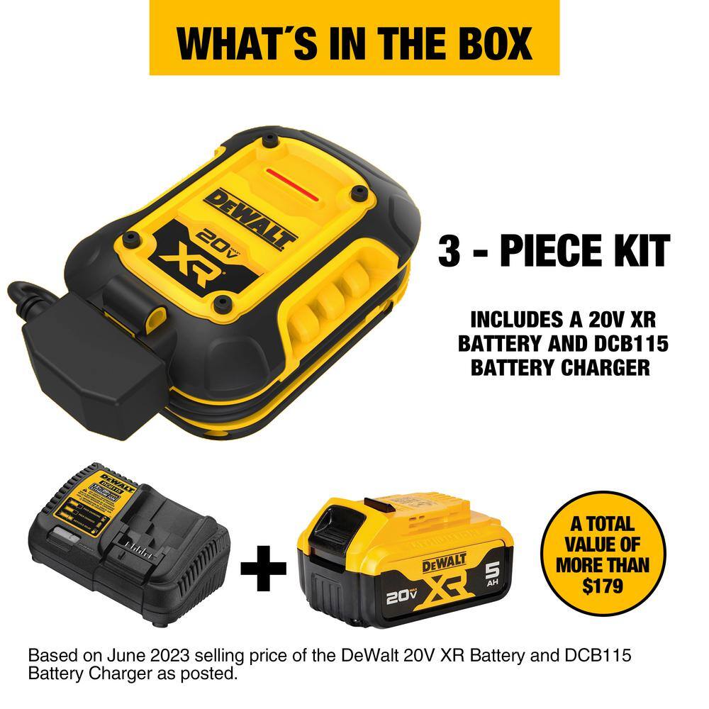 DW Battery Maintainer Kit With 20V XR 5 AH Lithium-Ion Battery Pack Plus Charger DXAEOBDK