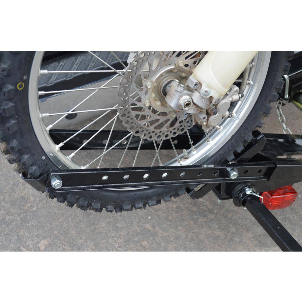 DK2 400 lb. Capacity Hitch Mounted Motorcycle Carrier with Adjustable Front Wheel Channel TMC201