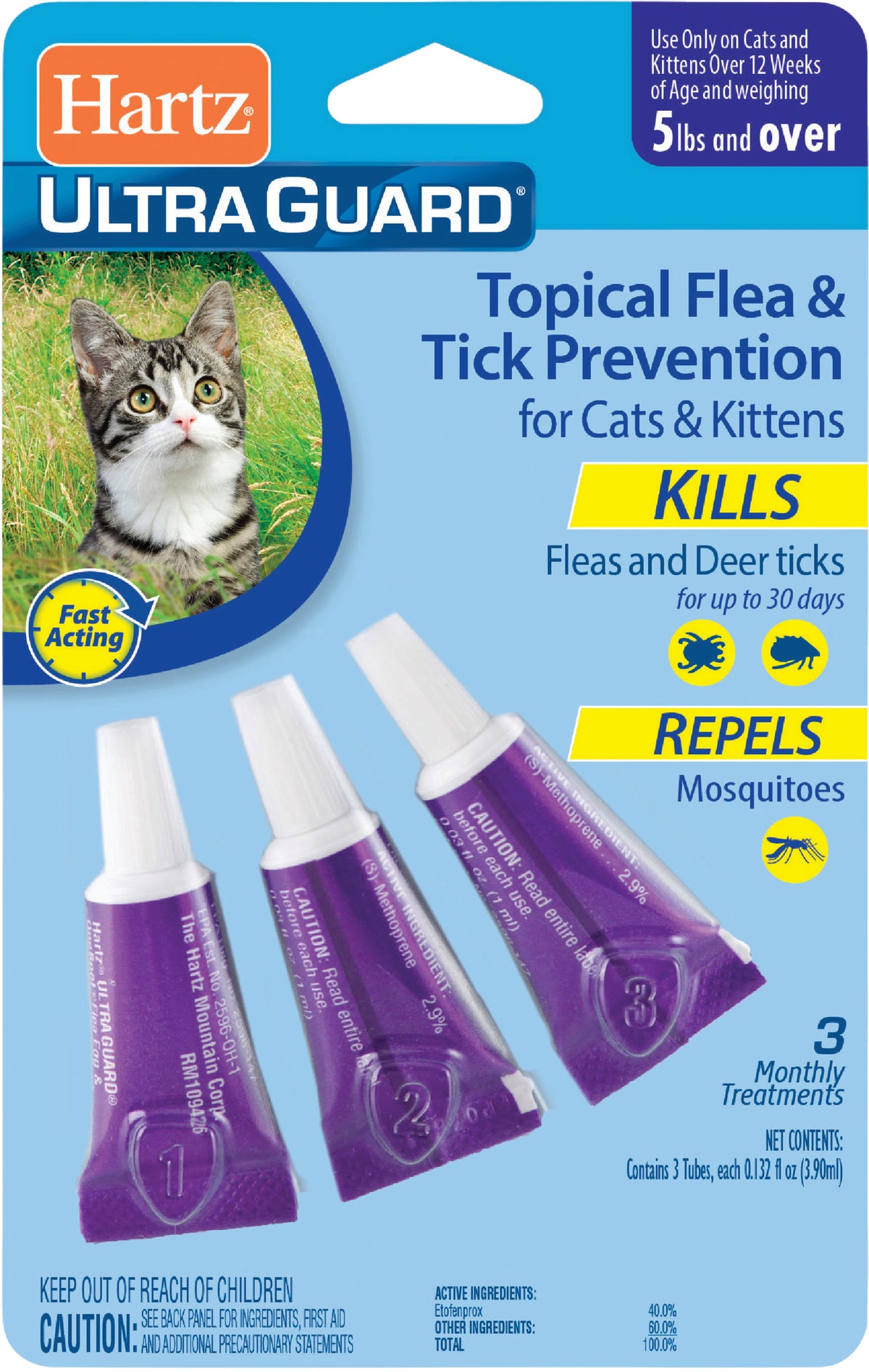 Hartz UltraGuard Fleaamp Tick Treatment For Catsamp Kittens (3) 0.03 Oz. Tubes