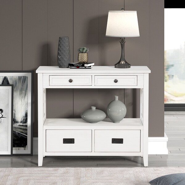 Console Table Entry Sofa Table with 4 Drawers and 1 Storage Shelf