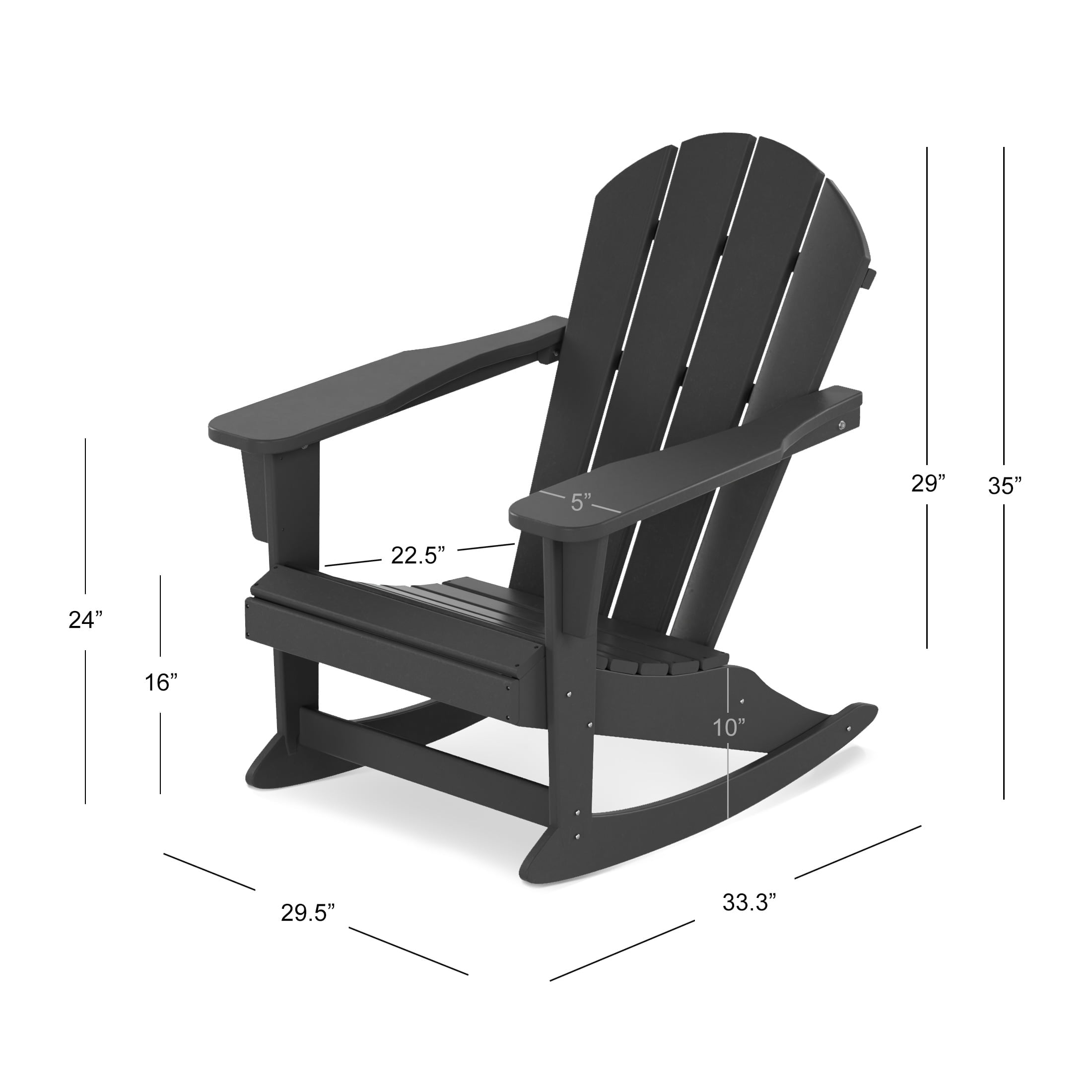 Westintrends Malibu Rocking Chair Outdoor, All Weather Resistant Poly Lumber Classic Porch Rocker Chair, 350 lbs Support Patio Lawn Plastic Adirondack Chair, Red