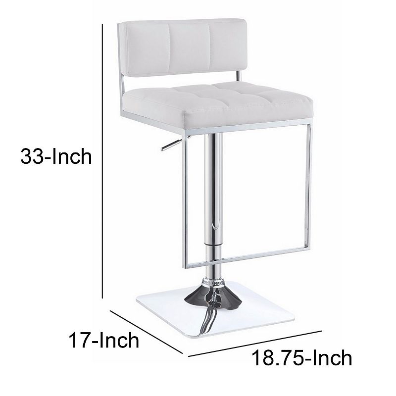 Adjustable Modern Metal Bar Stool， White and Silver