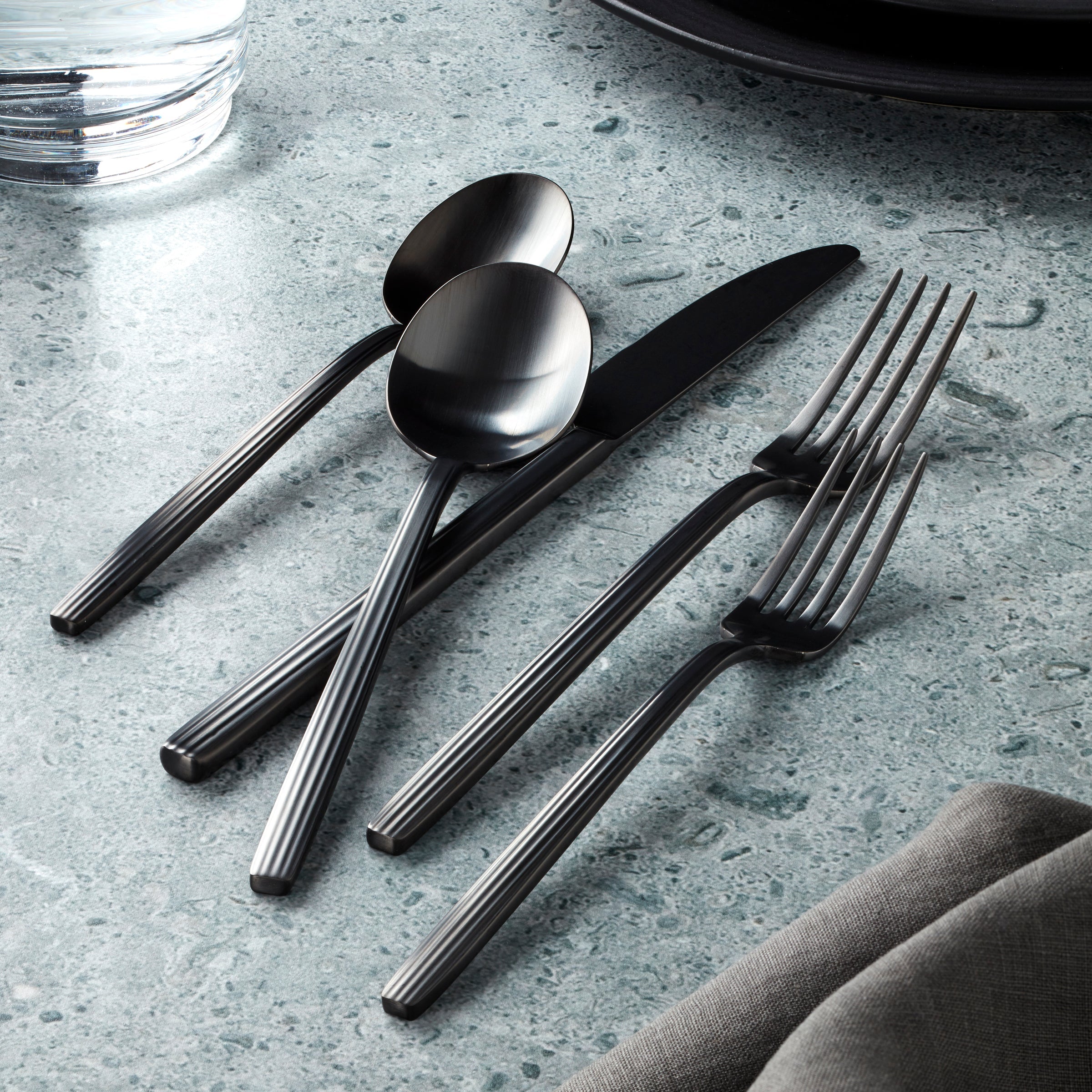 Dean Satin Black 20 Piece Flatware Set