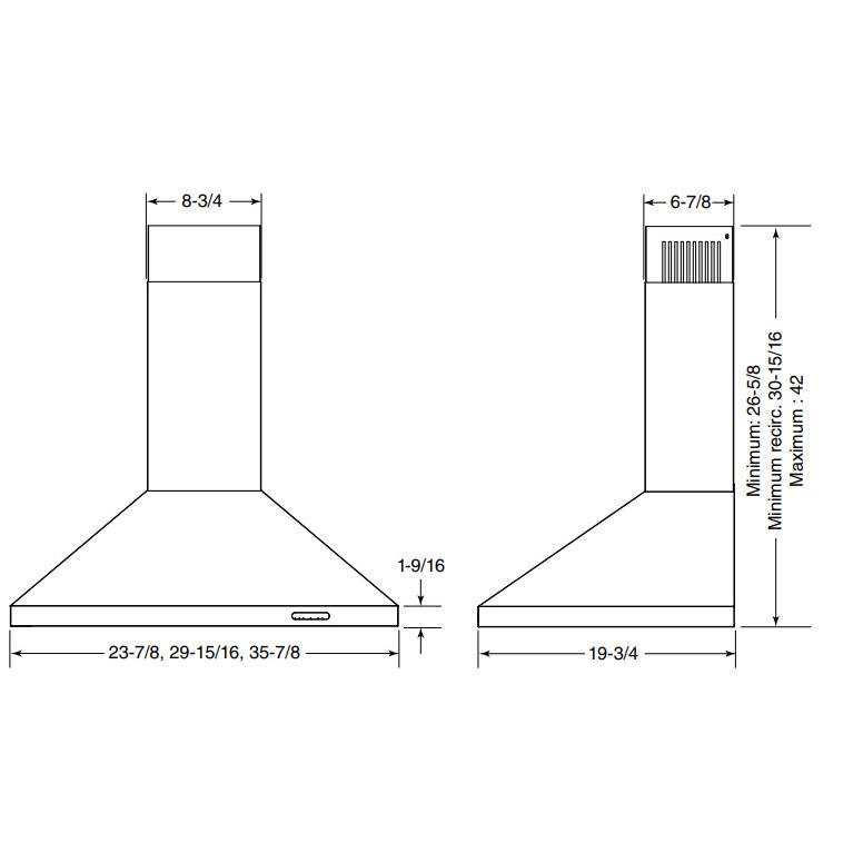 Broan 30-inch EW48 Series Wall Mount Range Hood EW4830BLS