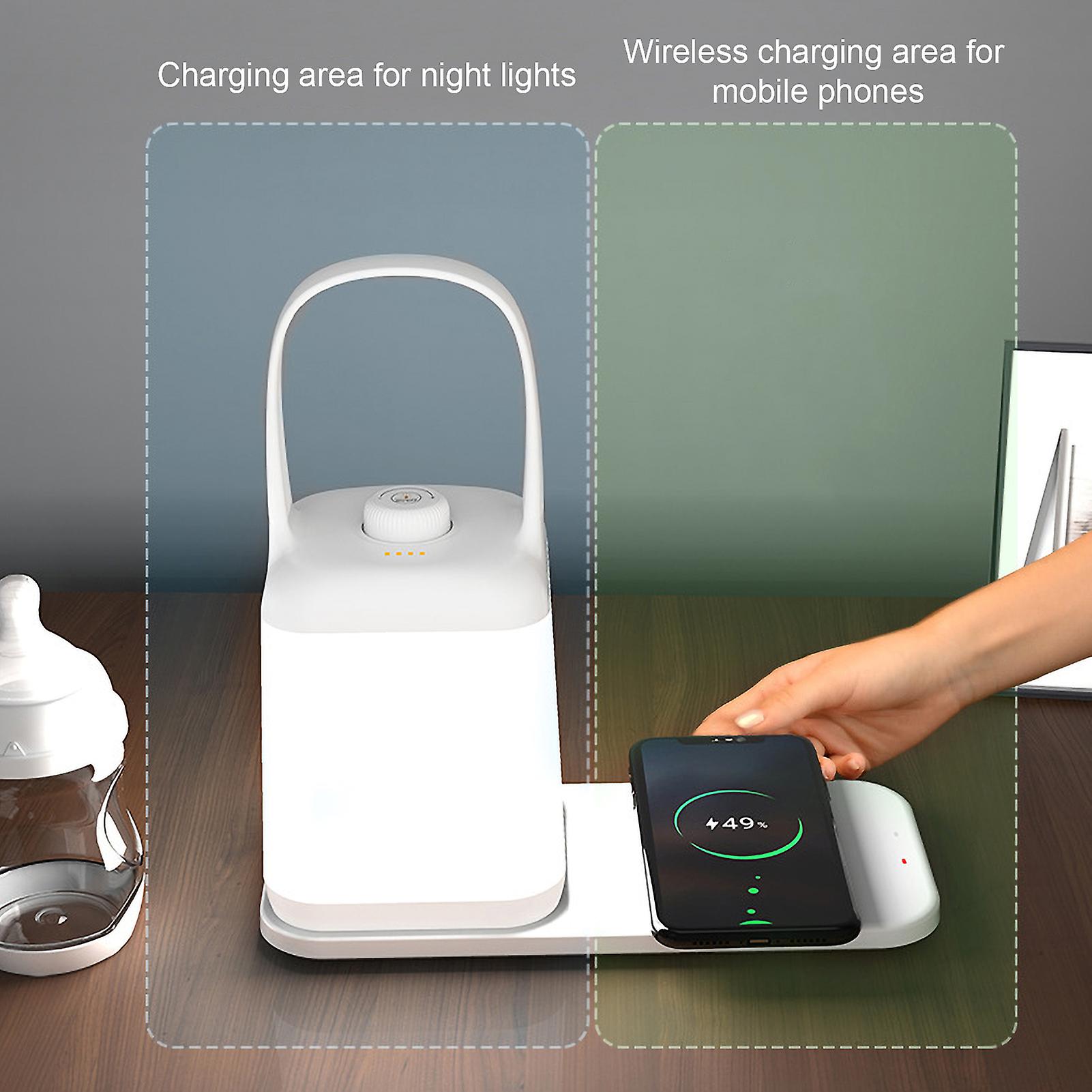 White Wireless Charging Night Light Led Night Light With Cordless Charger Portable Suspended Night Light Lamp With 3 Lighting Modes For Infants And Pr