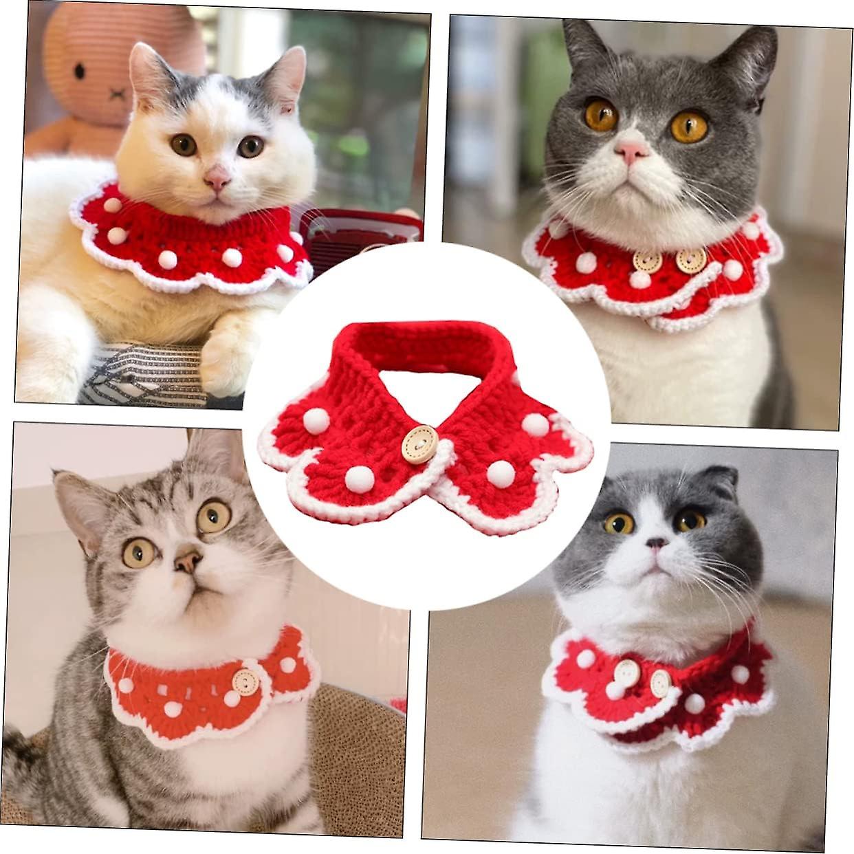 2 Pcs Pet Scarf Girls Hijab Girl Necklace Stuffer Treats Dog Collar Bandanas For Cats Dog Gifts Scarf Collar Knitting - S 20-25cm