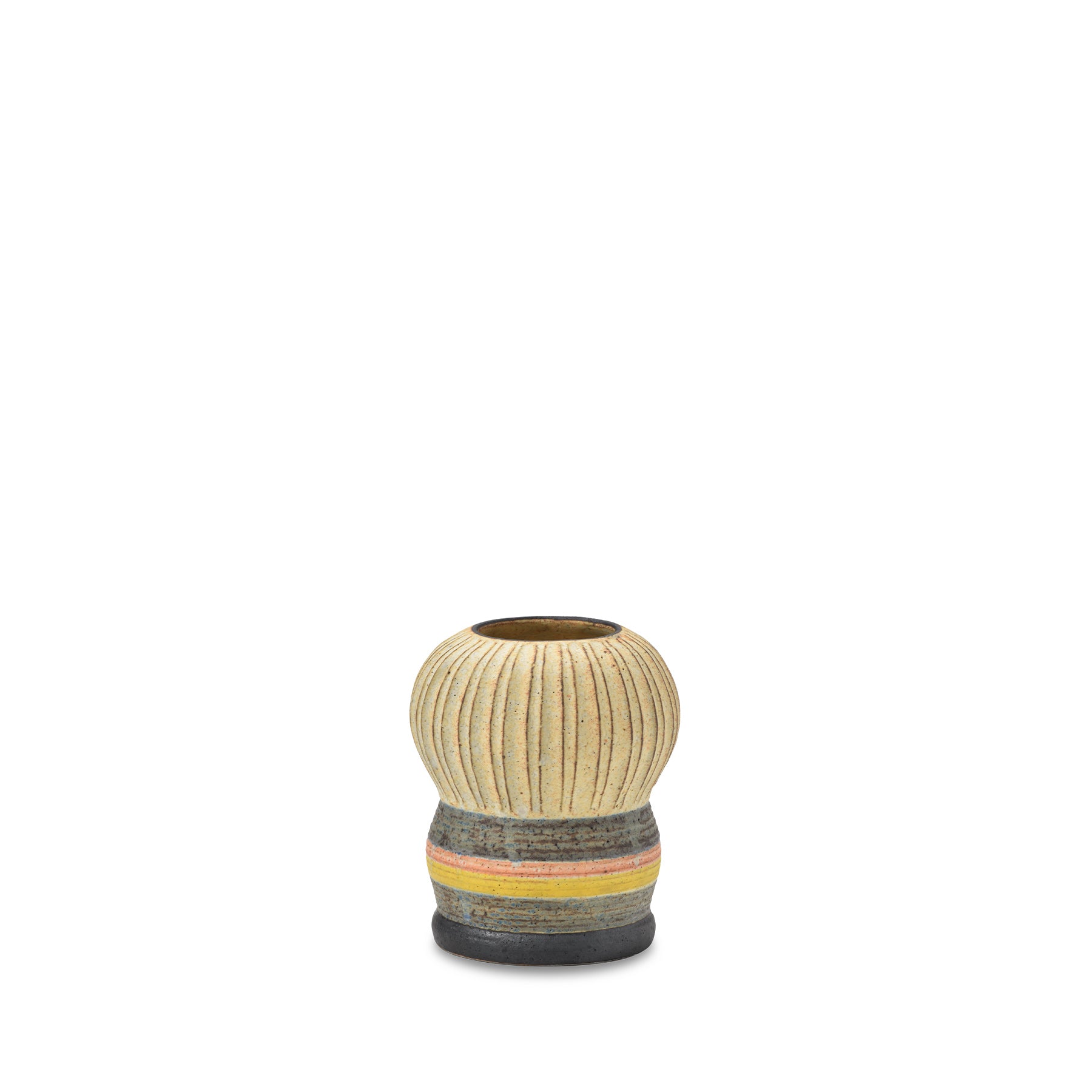 #84 Small Kokeshi Vessel with Horizontal Stripes