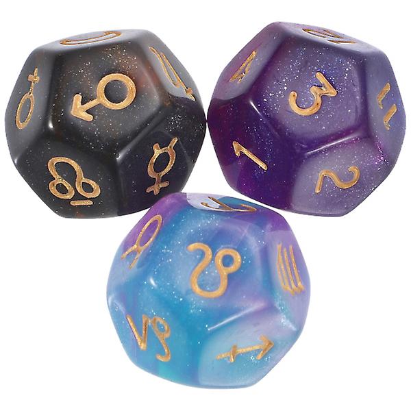 3 Pcs Polyhedral Dice Table Game Dice 12 Sides Dice Tabletop Dice Acrylic Game Dice