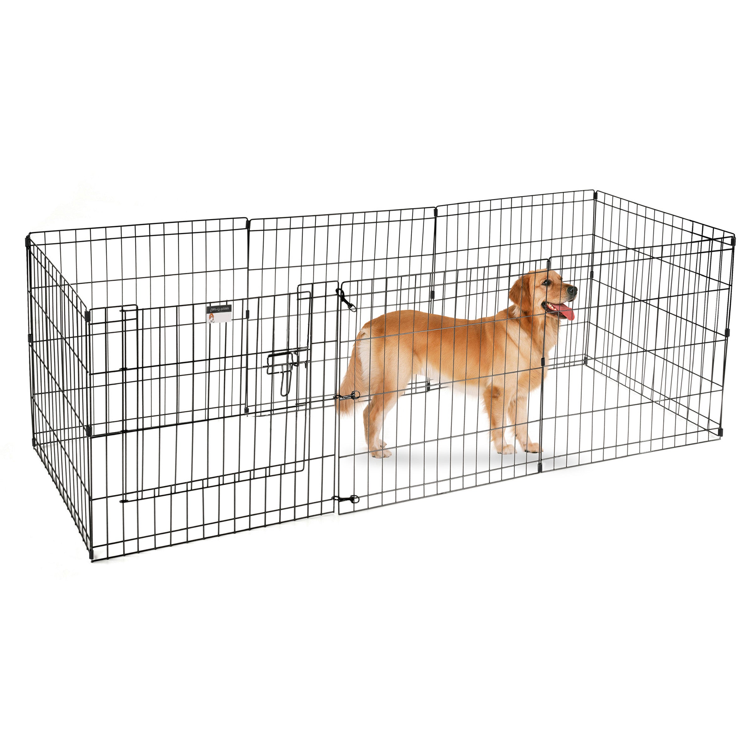 Puppy Playpen Foldable Metal Exercise Enclosure Eight 24x24-Inch Panels Indoor/Outdoor Pen with Gate for Dogs， Cats or Small Animals by Petmaker