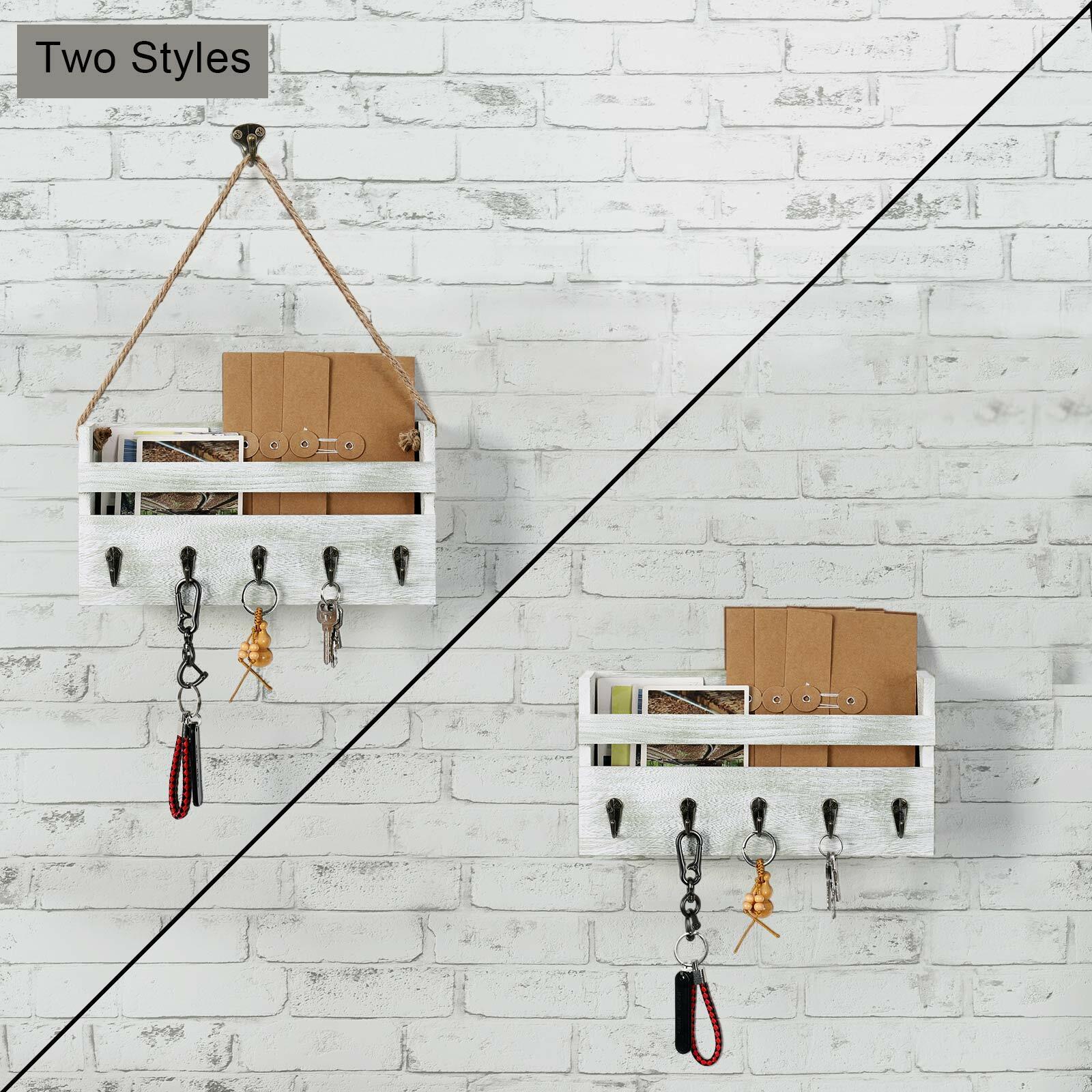 Letter&Mail Wall Mount Organizer Key Rack Holder Entryway Sorter Decor Wooden US