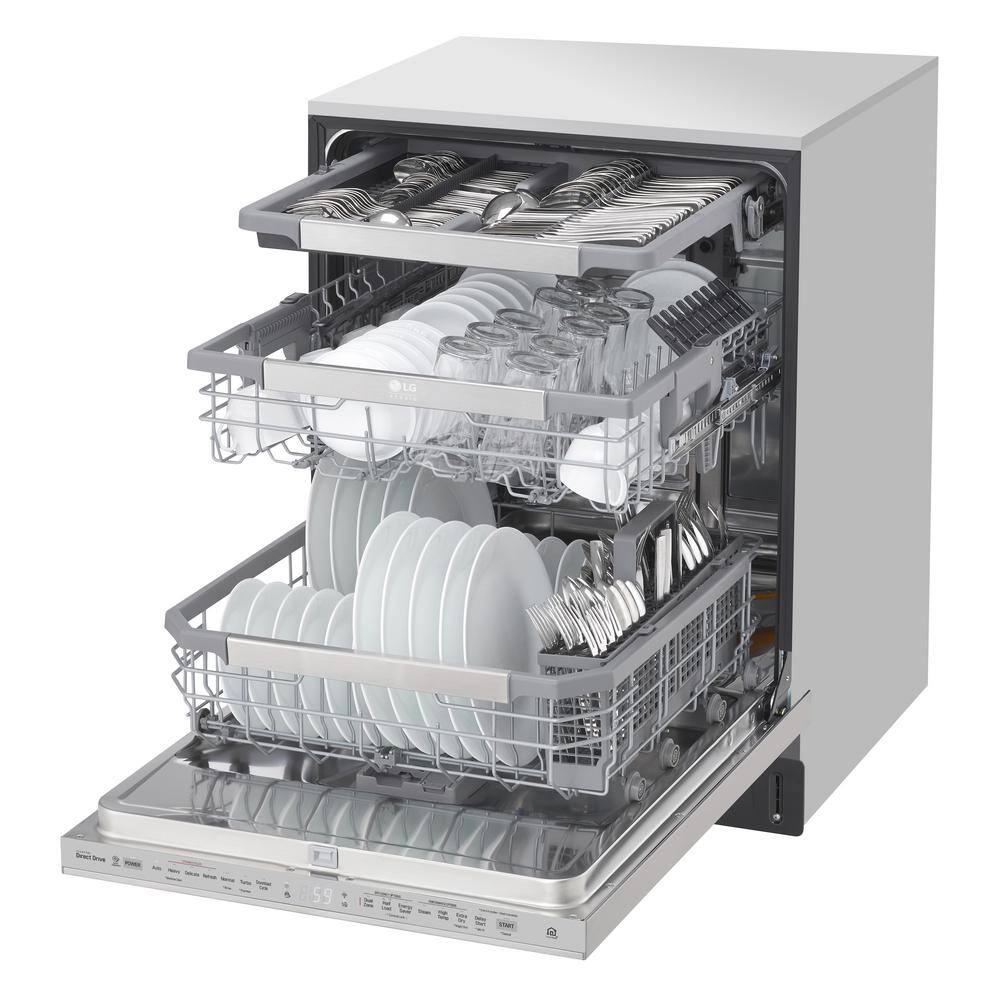 LG STUDIO 24 in. Printproof Stainless Steel Top Control Built-In Dishwasher with Stainless Steel Tub QuadWash TrueSteam 40 dBA LSDT9908SS