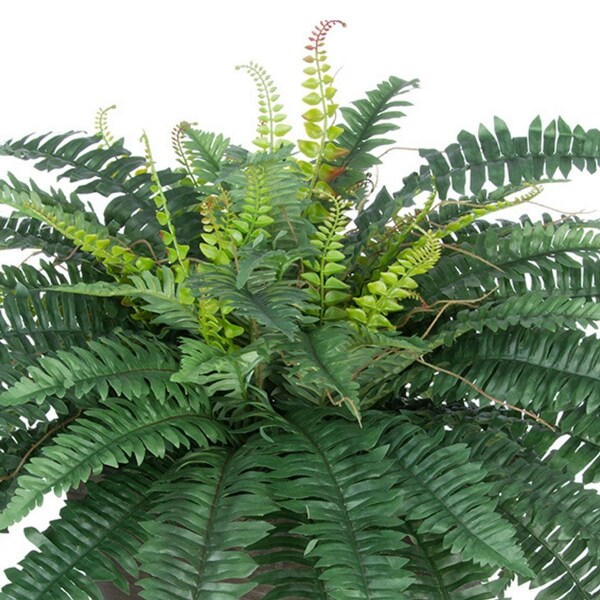 Faux Fern in Short Wood Washed Planter