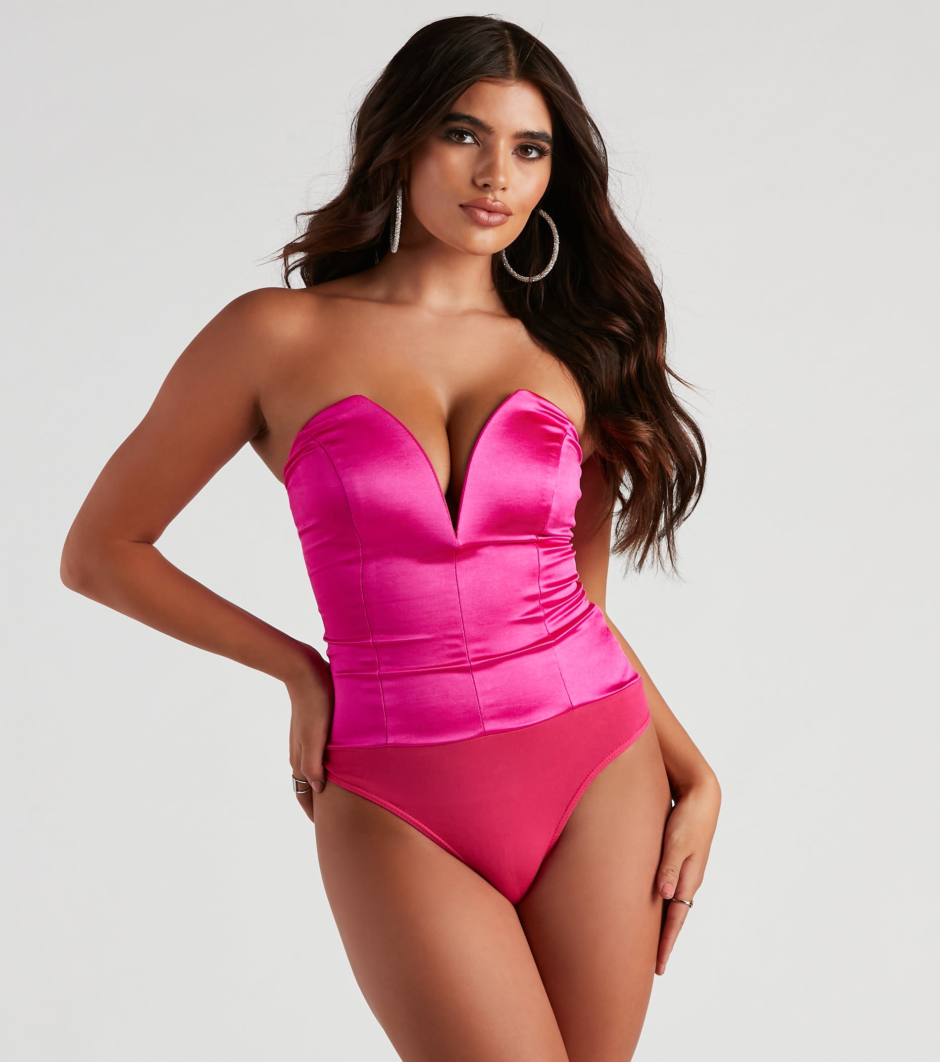 Sultry Style Strapless Satin Bodysuit