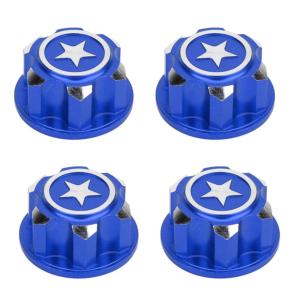 4pcs Aluminium Alloy Metal 17mm Hex Wheel Mount Nuts Set Fit For X Maxx Summit Traxxas Rc Car(mazarine )