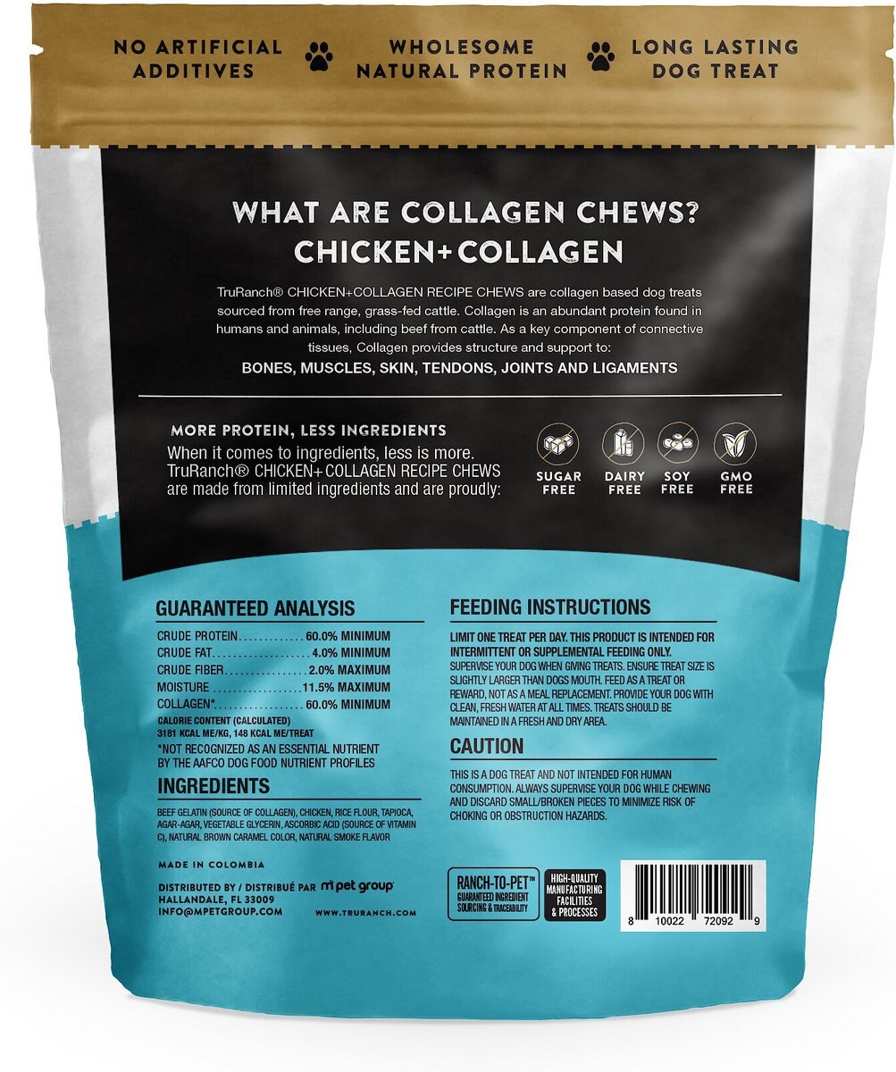 TruRanch Chicken Collagen Chips Hard Chew Dog Treats， 6-in， 8.2-oz bag