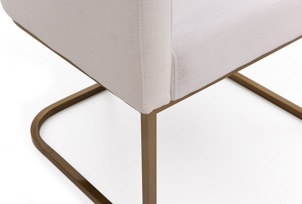 Modrest Yukon Modern White Fabric and Antique Brass Dining Chair   Contemporary   Dining Chairs   by Vig Furniture Inc.  Houzz