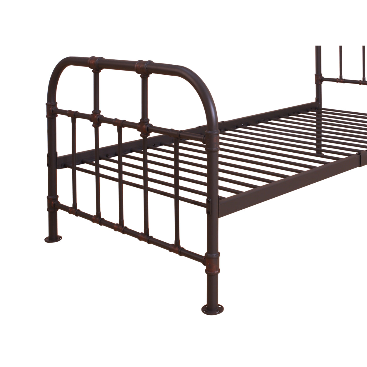 Industrial Style Metal Twin Size Bed with Pipe Inspired Frame, Brown- Saltoro Sherpi