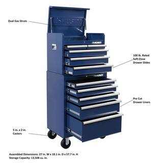 🎉Limited Time Offer🎉Husky 27 in. 10-Drawer Blue Tool Chest Combo H27CH5TR5BLU