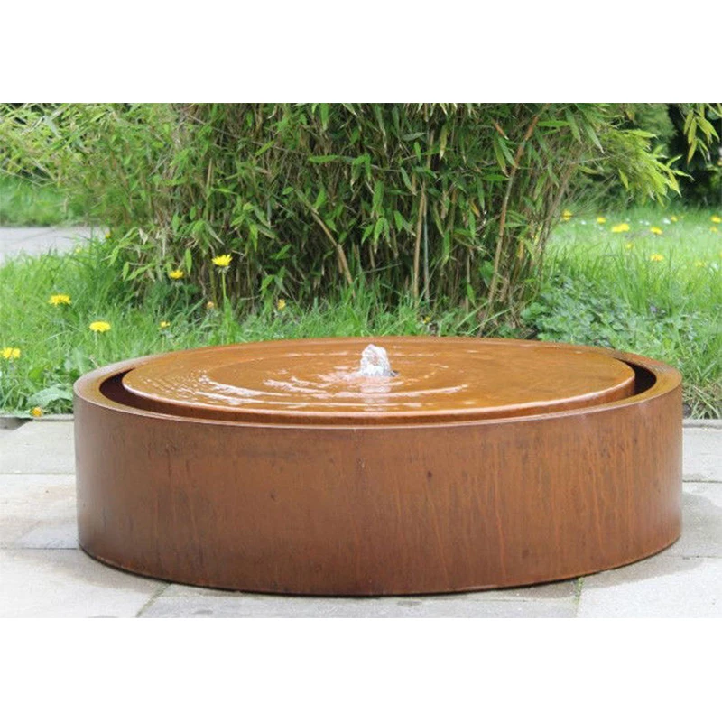 Decorative corten steel water feature outdoor water fountain with lights