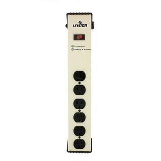 Leviton 15 Amp Heavy Duty Surge Protected 6-Outlet Power Strip 1330 Joules OnOff Switch 6 Foot 14-3 SJT Cord Beige 5300-IPS