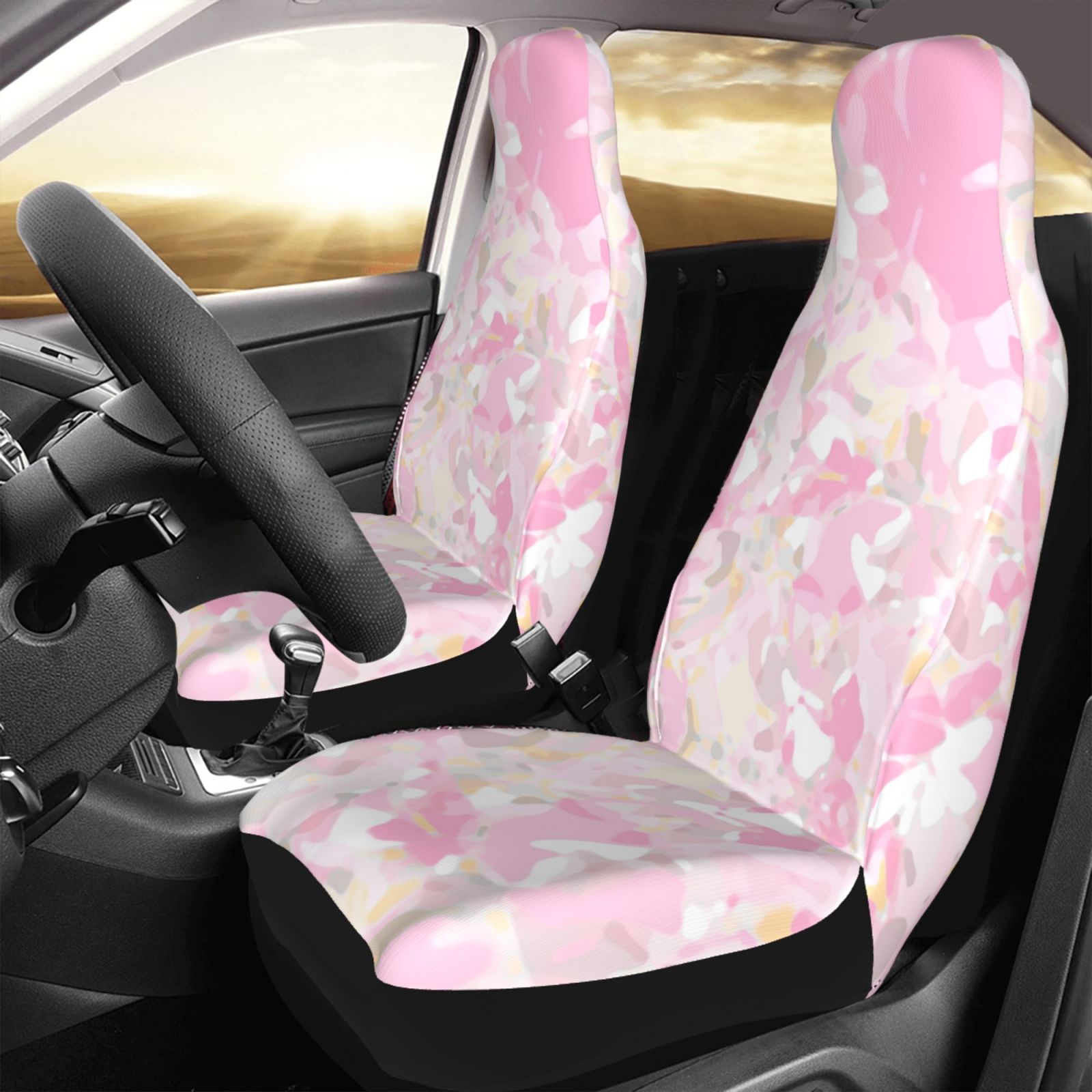 TEQUAN Front Seat Covers， Romantic Gorgeous Camouflage Pattern 2 Piece Car Seat Cover Fit Most Car SUV Truck Van