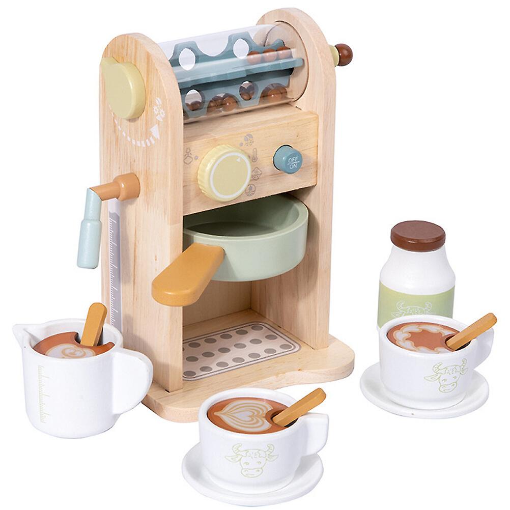 1 Set Wooden Coffee Maker Machine Playset Role Play Kitchen Coffee Machine Playset Toy