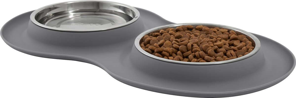 Frisco Double Stainless Steel Pet Bowl with Silicone Mat