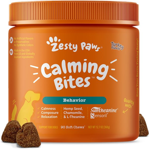 Zesty Paws Calming Bites Turkey Flavored Soft Chews Calming Supplement for Dogs