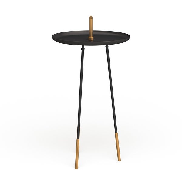 SAFAVIEH Delia Handle Side Table - Black / Gold - 15.7