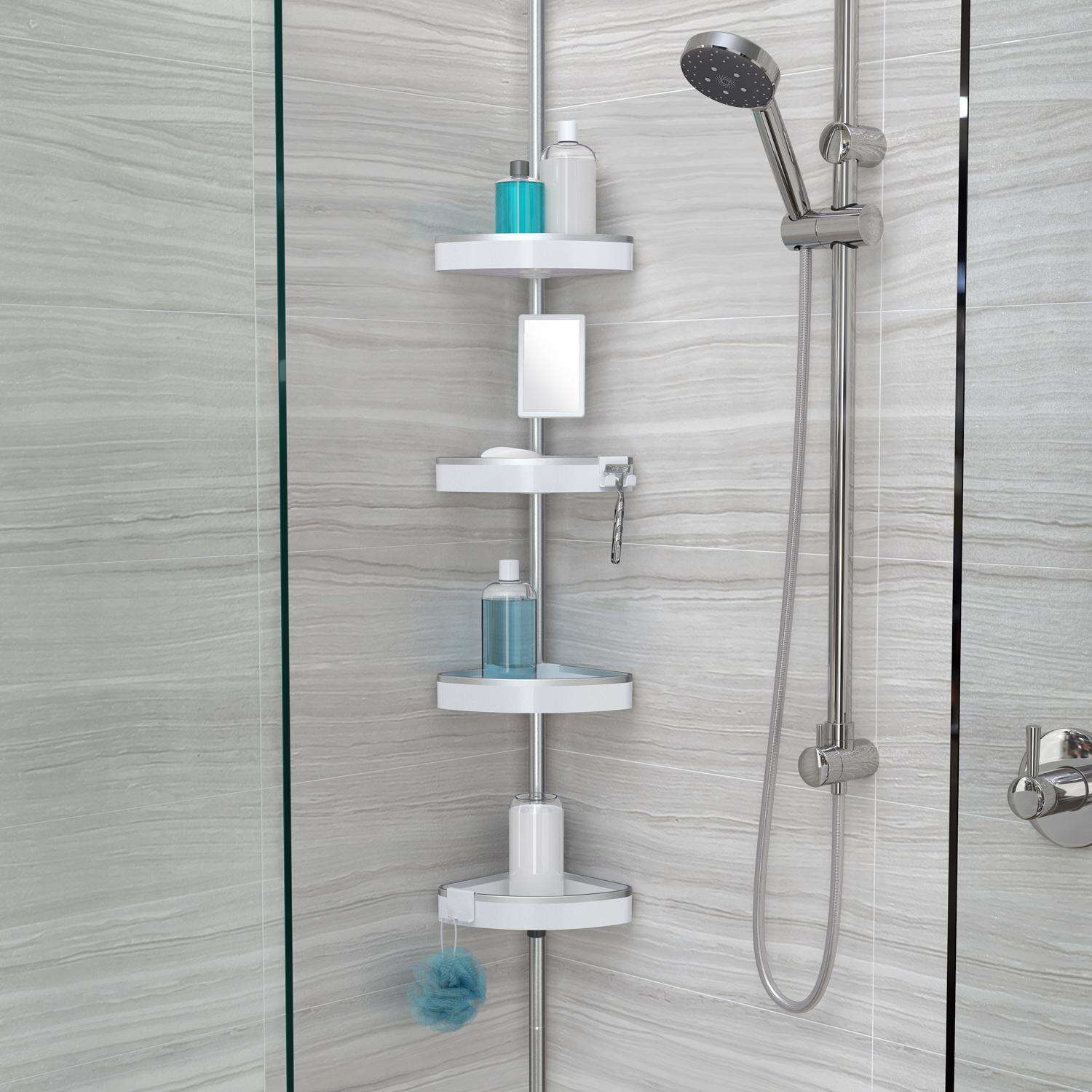 Better Living HiRISE 108 in. H X 8 in. W X 10.63 in. L White Tension Shower Caddy