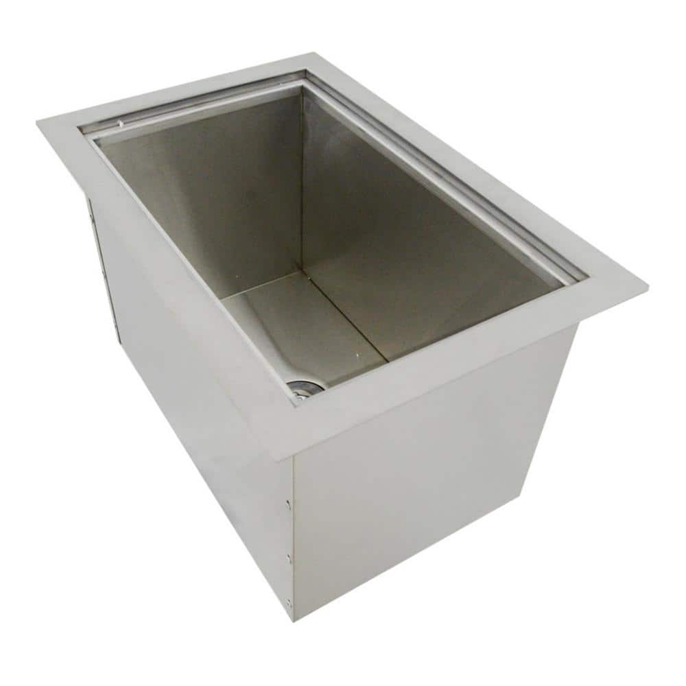 Sunstone 14 in. x 12 in. 304 Stainless Steel Over/Under Single Basin Insulated Wall Ice Chest with Cover B-IC14