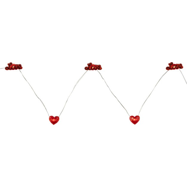 Northlight 20 count Red Valentine x27 s Day Love And Heart Led Fairy Lights 6 25ft Copper Wire