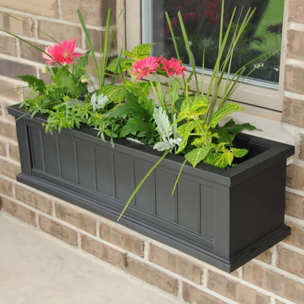 Mayne Cape Cod 36 in. x 11 in. Self-Watering Black Polyethylene Window Box 4840-B