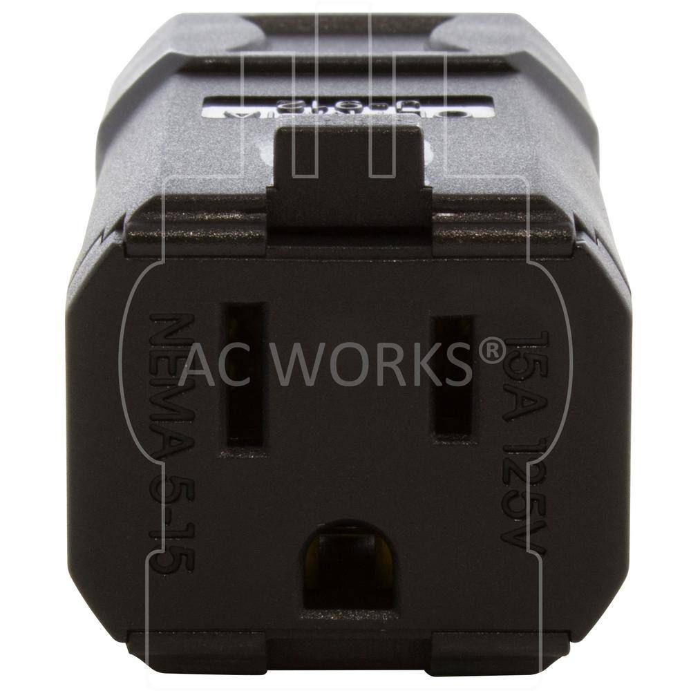 AC WORKS 15 Amp 125-Volt NEMA 5-15P Square Household Female Connector with UL C-UL Approval ASQ515R-BK