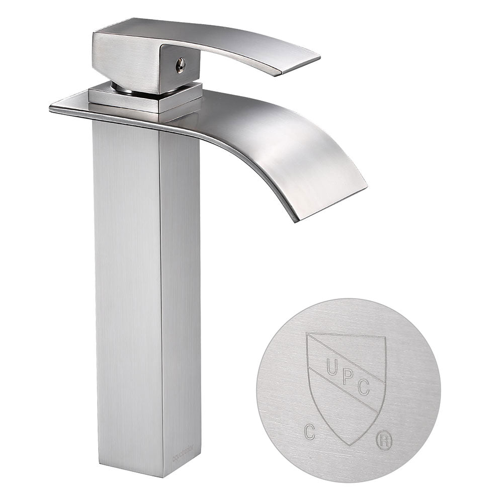 Aquaterior Waterfall Vessel Faucet Square 1-Handle Cold & Hot 10