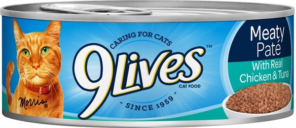 9 Lives Meaty Pate with Real Chicken and Tuna Canned Cat Food