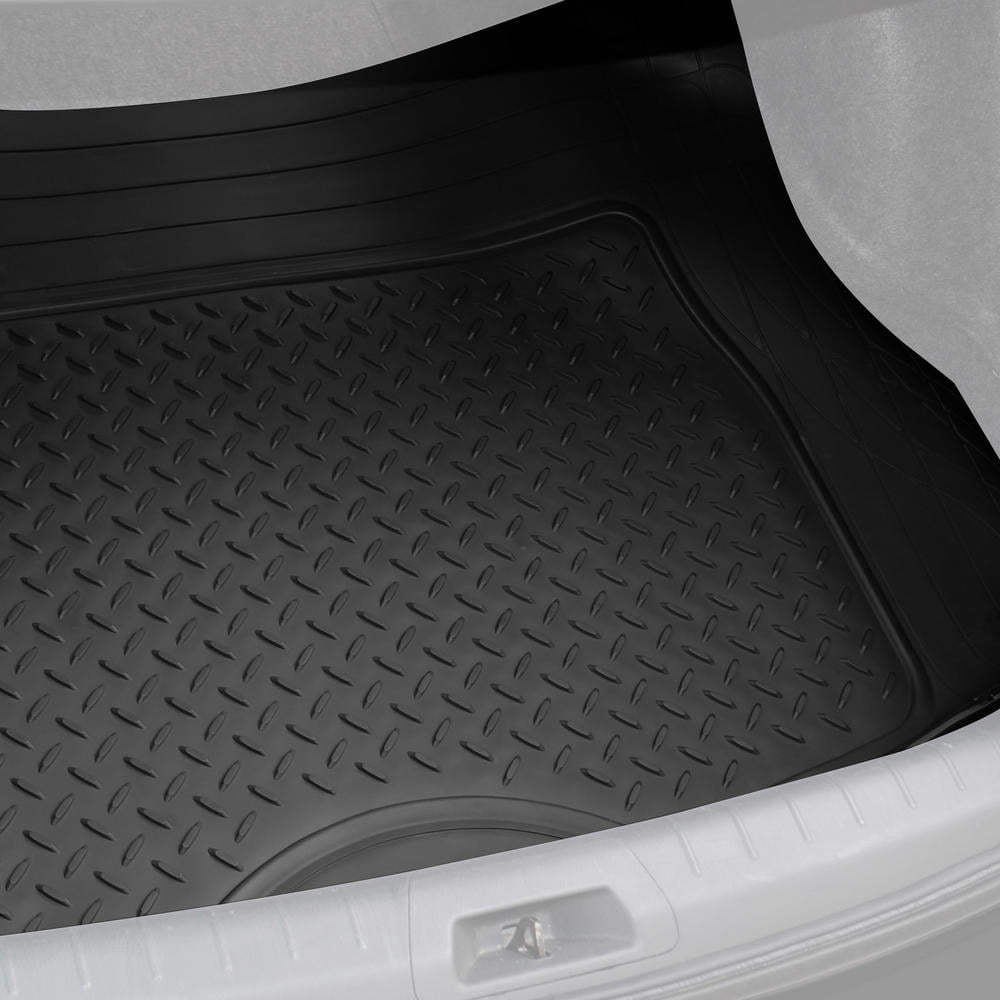 BDK Heavy Duty Rubber Cargo Floor Mat - All Weather Trunk Protection， Trimmable to Fit and Durable HD Rubber (Black)